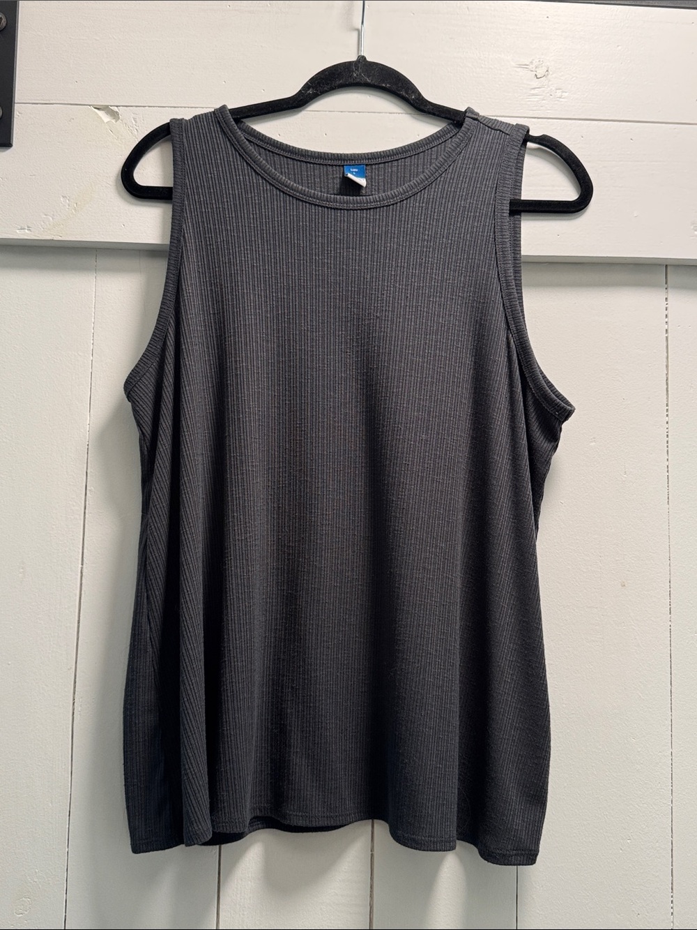 Old Navy Luxe Charcoal Gray Ribbed Swing Tank Top L Large Flowy